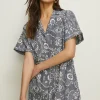 Fashion Oasis Petite Floral Chambray Mini Shirt Dress Mid Wash