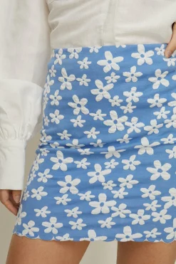 Sale Oasis Petite Floral Jacquard Mini Skirt Blue