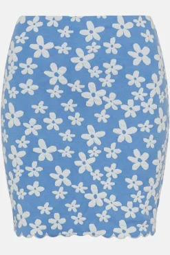 Sale Oasis Petite Floral Jacquard Mini Skirt Blue