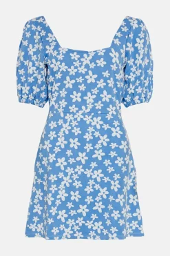 Discount Oasis Petite Floral Jacquard Tie Back Mini Dress Blue