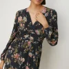 Clearance Oasis Petite Floral Metallic Plisse Tiered Mini Dress Multi