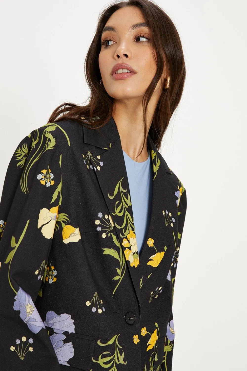 Clearance Oasis Petite Floral Printed Cotton Blazer Multi