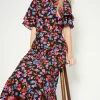 Best Oasis Petite Floral Printed Frill Detail Belted Midi Dress Multi