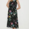 Best Oasis Petite Floral Printed Halter Midi Dress Multi