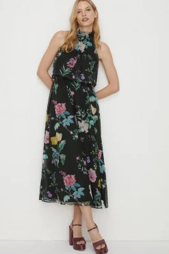Best Oasis Petite Floral Printed Halter Midi Dress Multi