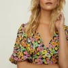 New Oasis Petite Floral Scuba Puff Sleeve Skater Multi