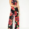 Online Oasis Petite Floral Velvet High Neck Halter Jumpsuit Black