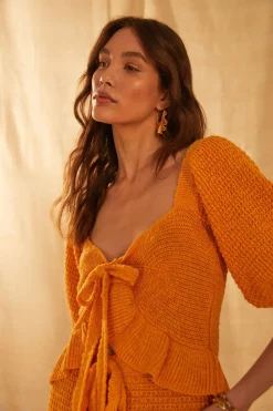 Best Oasis Petite Frill Detail Knitted Tie Front Top Mango