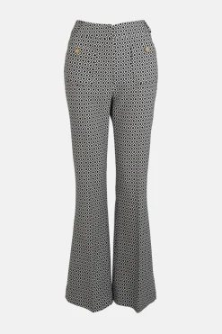 Fashion Oasis Petite Geo Jacquard Kick Flare Trouser Mono