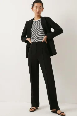 Online Oasis Petite Janelle Pinstitch Straight Leg Trouser Black