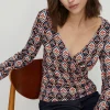 Outlet Oasis Petite Jersey Geo Wrap Long Sleeve Top Black