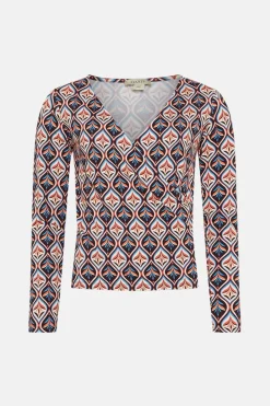 Outlet Oasis Petite Jersey Geo Wrap Long Sleeve Top Black