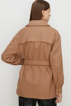 Best Oasis Petite Knit Back Pocket Detail Overshirt Camel