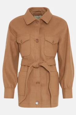 Best Oasis Petite Knit Back Pocket Detail Overshirt Camel