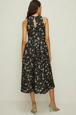 Fashion Oasis Petite Knot Detail Midi Scuba Midi Dress Black
