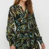 Clearance Oasis Petite Leafy Floral Belted Mini Shirt Dress Multi