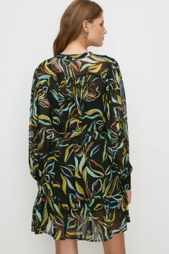 Clearance Oasis Petite Leafy Floral Belted Mini Shirt Dress Multi