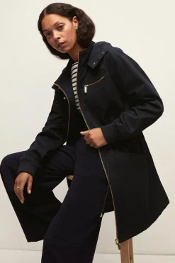 Hot Oasis Petite Lightweight Midi Parka Black