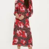 Outlet Oasis Petite Long Sleeve Printed Midi Tea Dress Multi