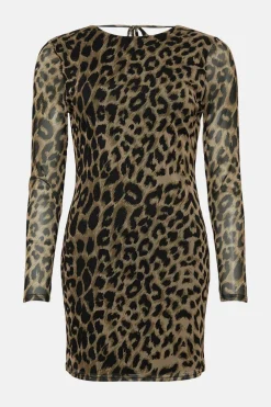 Discount Oasis Petite Mesh Tie Back Mini Dress Animal