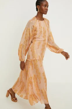 Outlet Oasis Petite Metallic Jacquard Midi Dress Blush