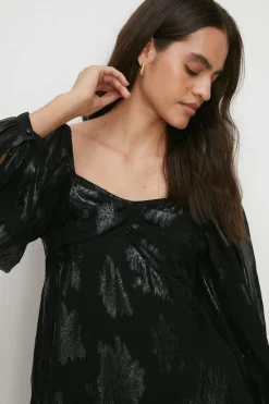 Fashion Oasis Petite Metallic Skater Dress Black