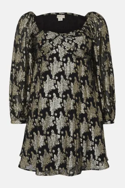 Fashion Oasis Petite Metallic Skater Dress Black