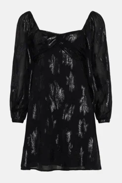 Fashion Oasis Petite Metallic Skater Dress Black