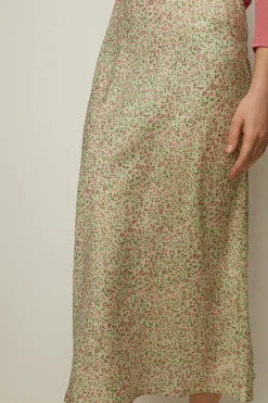 Outlet Oasis Petite Micro Ditsy Satin Twill Bias Skirt Mint