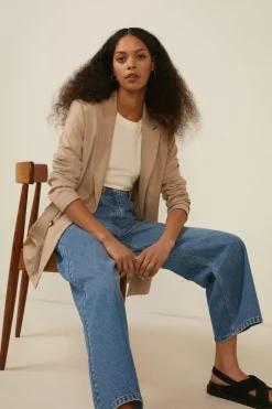 Hot Oasis Petite Organic Crop Wide Leg Jean Pale Wash