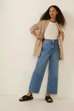 Hot Oasis Petite Organic Crop Wide Leg Jean Pale Wash