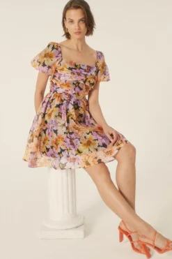 Sale Oasis Petite Organza Ruched Mini Dress Floral