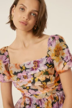 Sale Oasis Petite Organza Ruched Mini Dress Floral