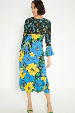 Sale Oasis Petite Patch Print Bold Floral Midi Dress Multi