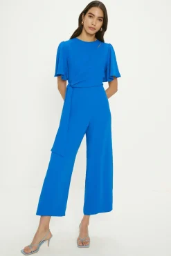 Discount Oasis Petite Premium Crepe Drape Tie Front Jumpsuit Cobalt
