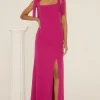 Fashion Oasis Petite Premium Crepe Tie Shoulder Midi Dress Pink