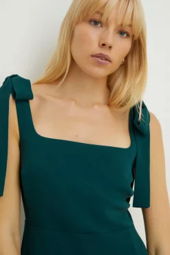 Online Oasis Petite Premium Crepe Tie Shoulder Midi Dress Emerald