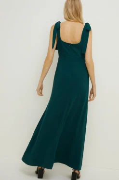 Online Oasis Petite Premium Crepe Tie Shoulder Midi Dress Emerald