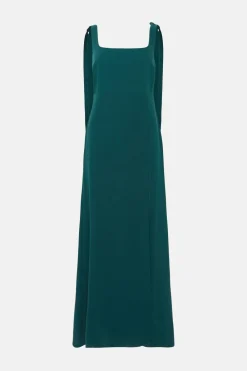 Online Oasis Petite Premium Crepe Tie Shoulder Midi Dress Emerald
