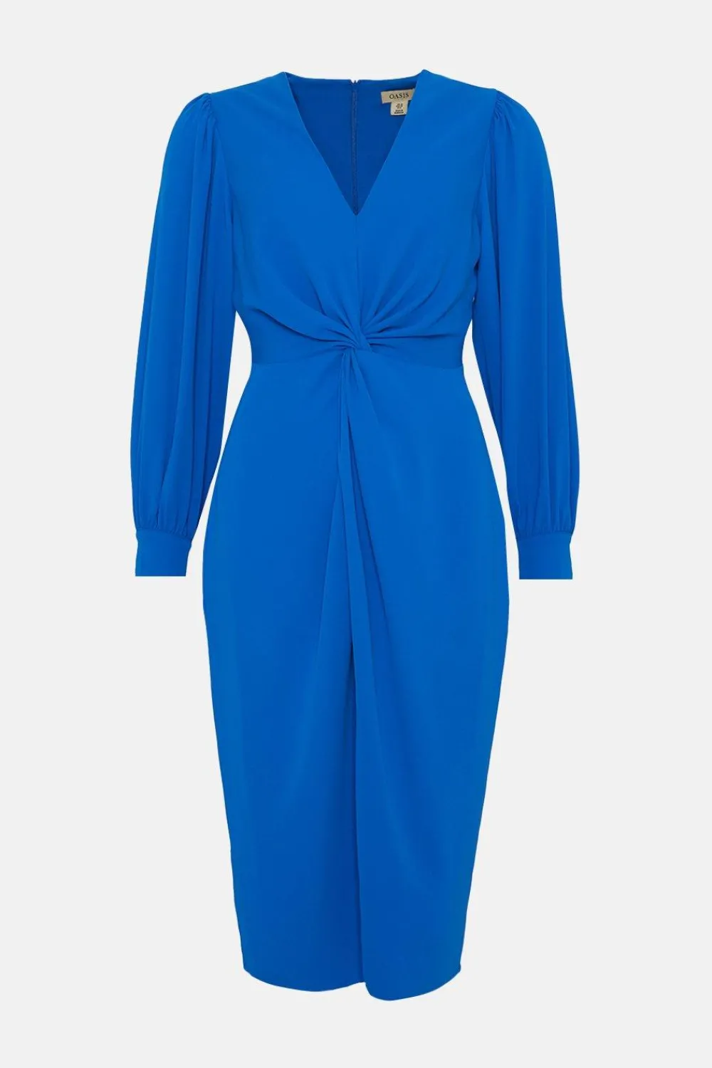 Online Oasis Petite Premium Crepe Twist Front Midi Dress Cobalt