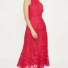 Discount Oasis Petite Premium Floral Lace Halter Midaxi Dress Hot Pink