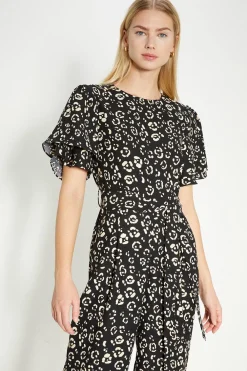 Discount Oasis Petite Printed Crepe Belted Jumpsuit Animal