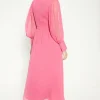 Best Oasis Petite Puff Sleeve Chiffon Midi Dress Pink