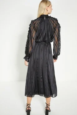 Outlet Oasis Petite Rachel Stevens Satin Lace Trim Midi Black