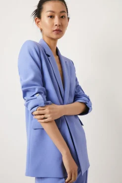 Discount Oasis Petite Roll Sleeve Tab Detail Tailored Blazer Blue