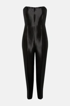 Outlet Oasis Petite Satin Bandeau Jumpsuit Black