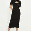Outlet Oasis Petite Scuba Crepe Cut Out Neck Dress Black