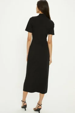 Outlet Oasis Petite Scuba Crepe Cut Out Neck Dress Black