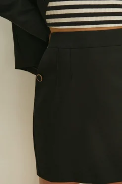 New Oasis Petite Seam Detail Tailored Aline Skirt Black