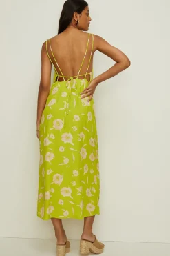 Online Oasis Petite Silhouette Floral Print Midi Dress Acid Lime